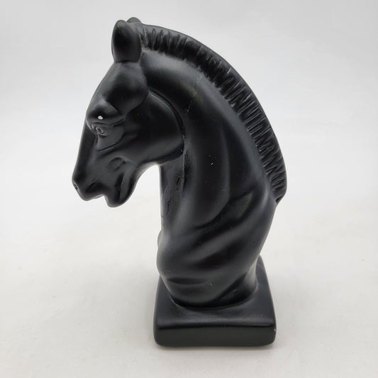 Black Ceramic Horse Head Statue Knight Chess Piece