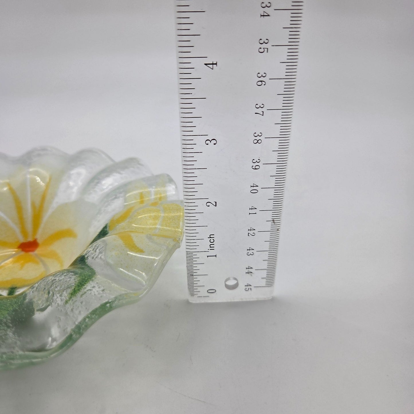 Sydenstricker Fused Glass White & Yellow Pansy Bowl