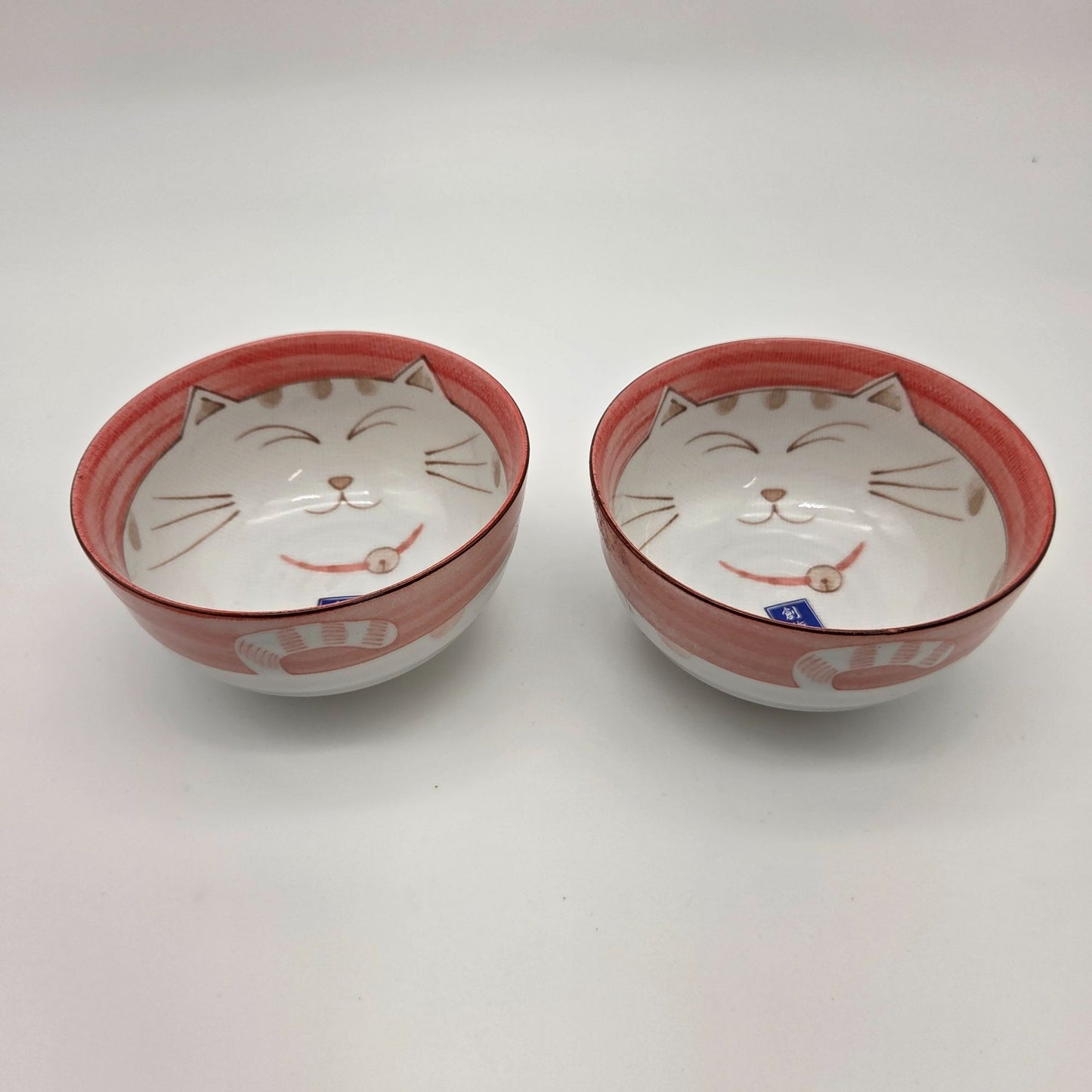 Sousaku Japanese Happy Fat Cat Rice Bowls Set Of 2