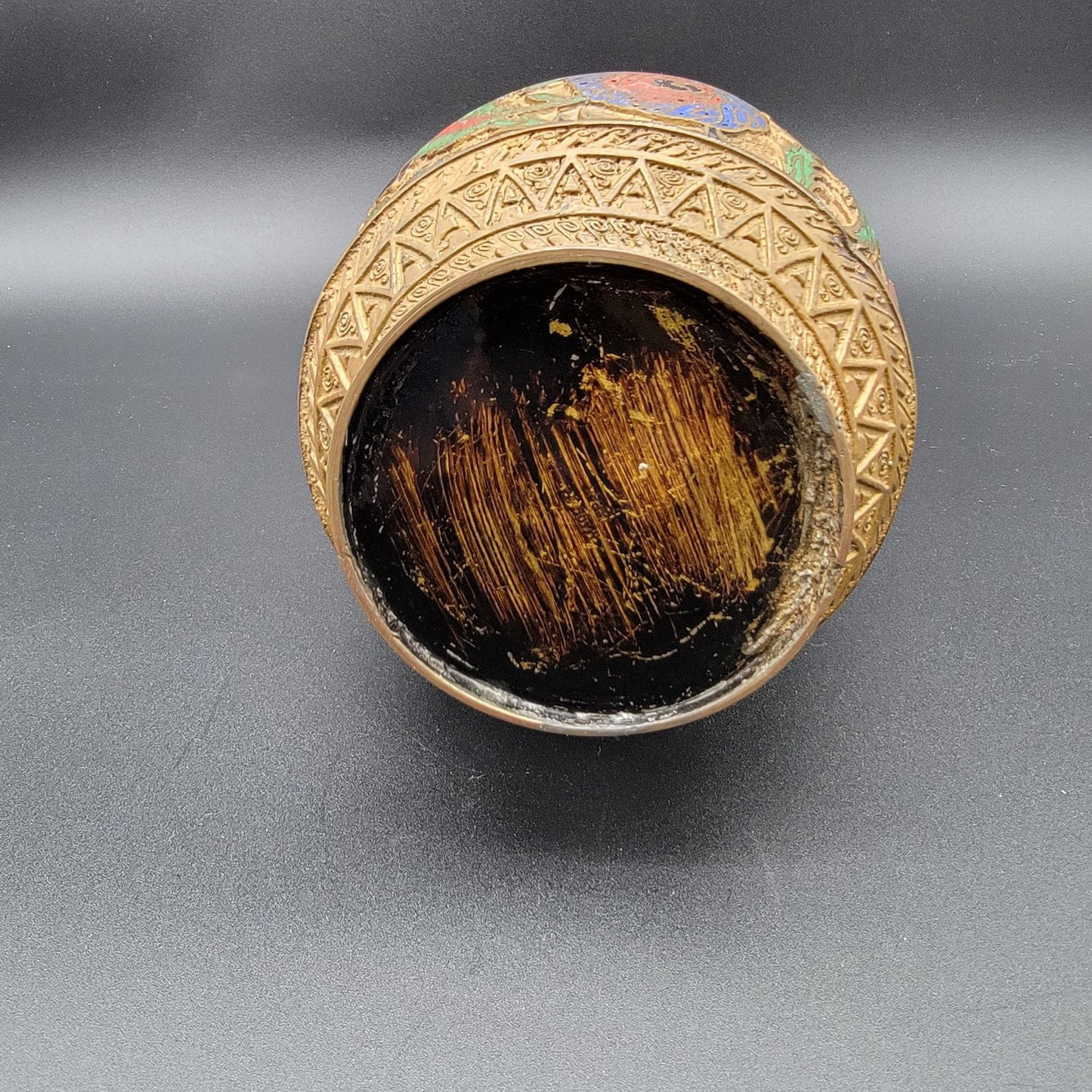 Antique Japanese Champleve Bronze Vase with Dragon Head Handles