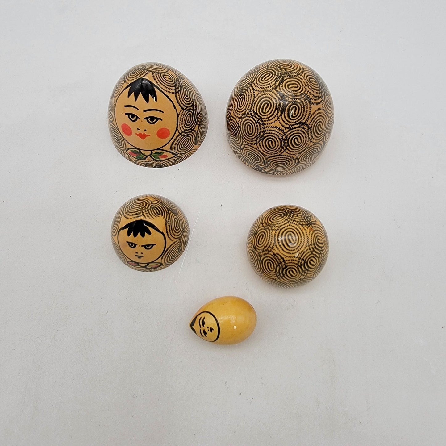 Ukrainian Matryoshka Nesting Dolls Wood Folk Art Egg Set Of 3 Hand-Painted