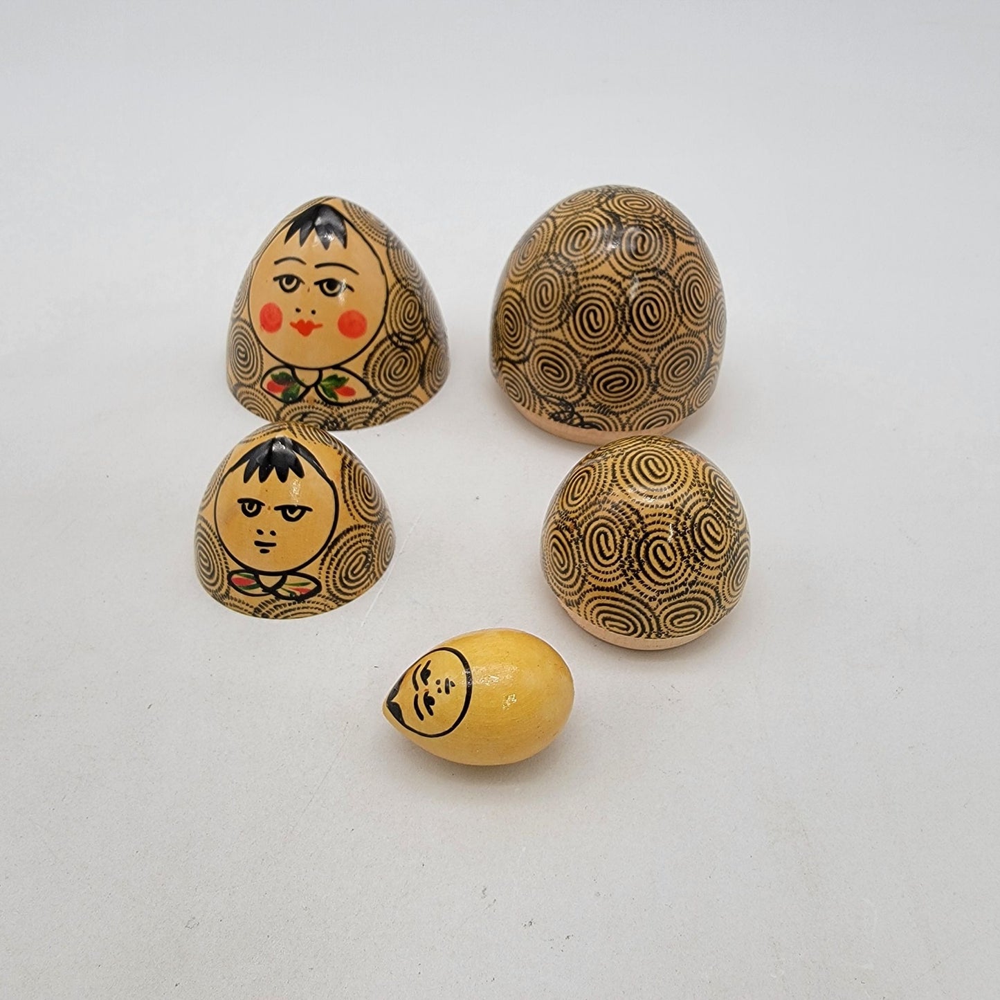 Ukrainian Matryoshka Nesting Dolls Wood Folk Art Egg Set Of 3 Hand-Painted