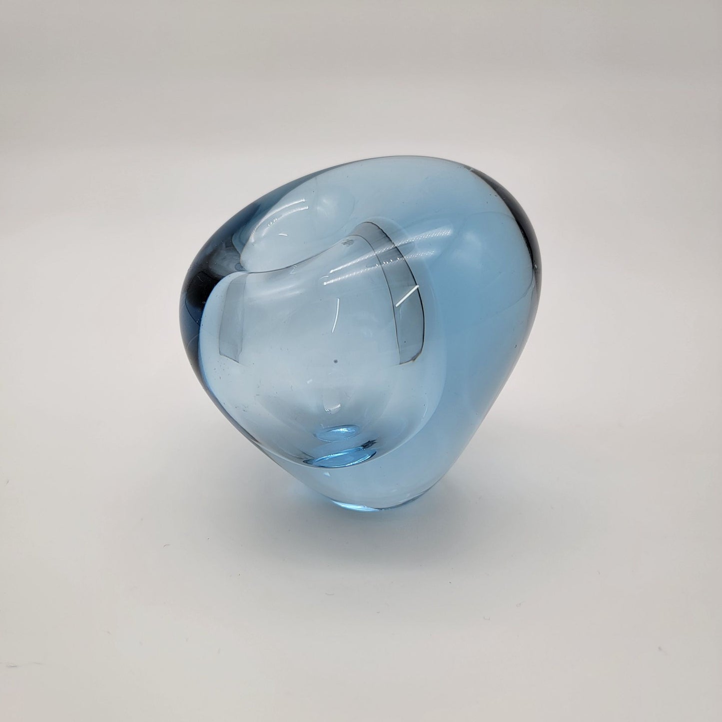 1958 Per Lutken For Holmegaard Blue Minuet Heart Art Glass Vase Paperweight