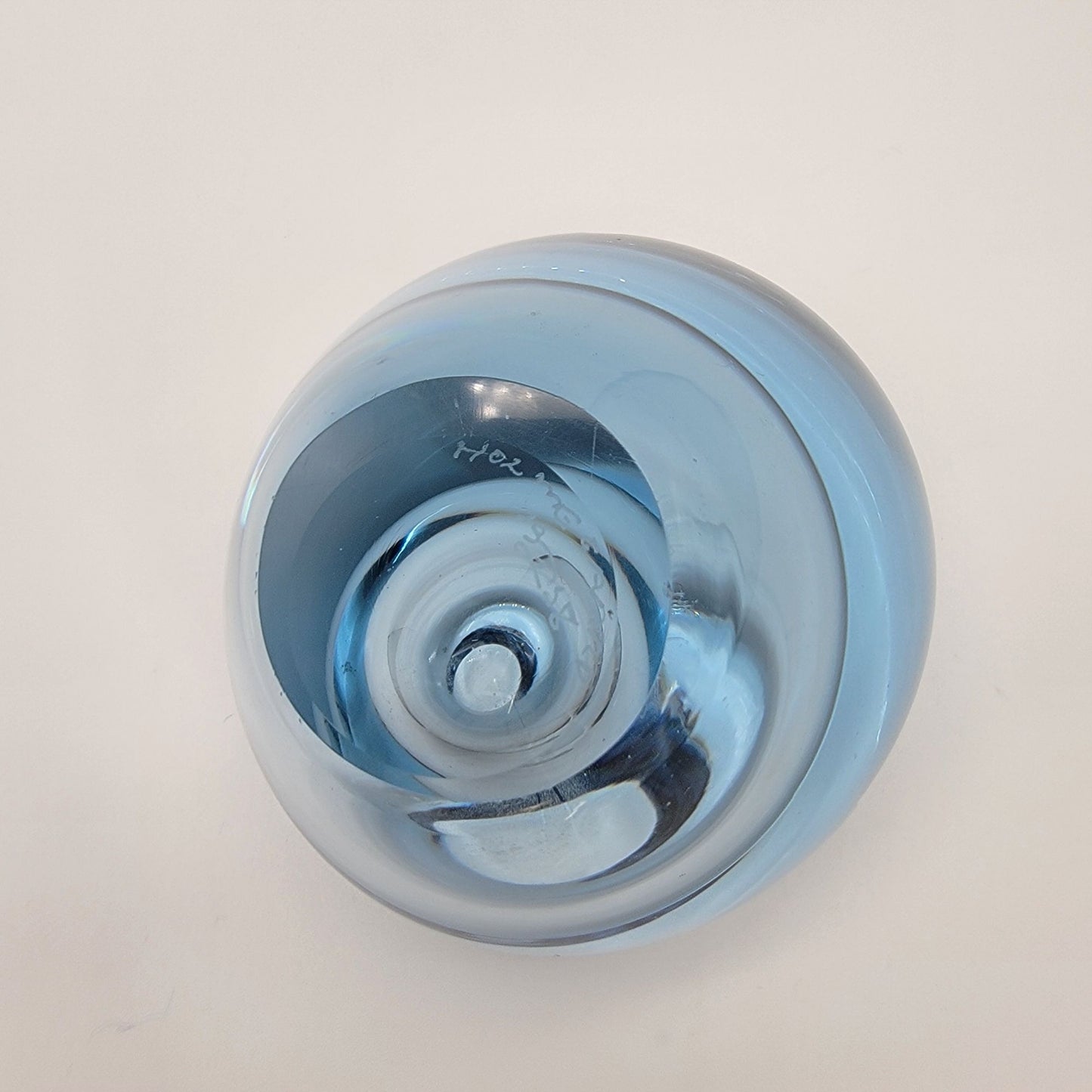 1958 Per Lutken For Holmegaard Blue Minuet Heart Art Glass Vase Paperweight