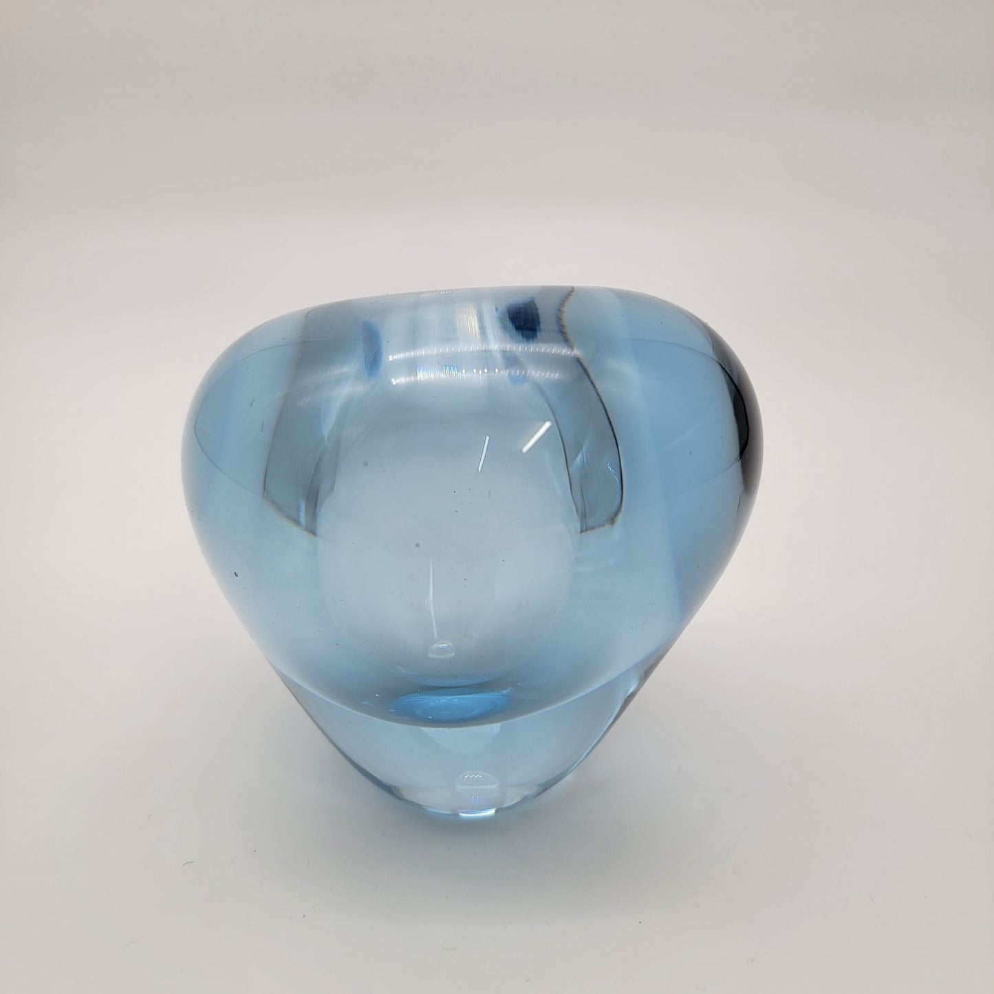 1958 Per Lutken For Holmegaard Blue Minuet Heart Art Glass Vase Paperweight