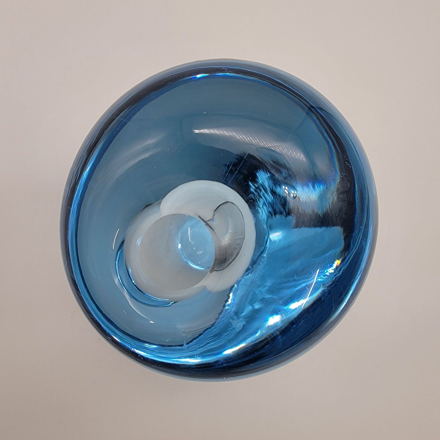 1958 Per Lutken For Holmegaard Blue Minuet Heart Art Glass Vase Paperweight