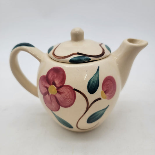 Vintage 1940s Purinton Pottery Teapot With Hand-Painted Floral Design