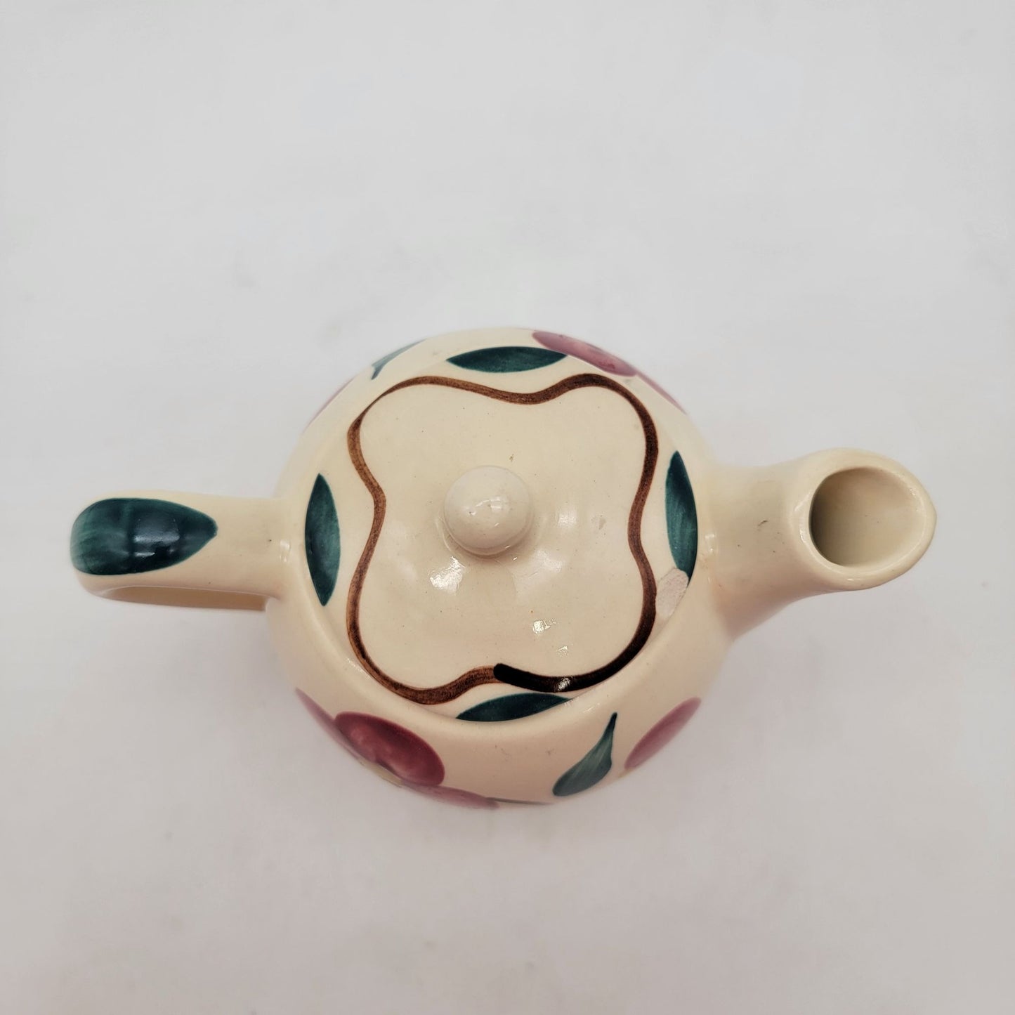 Vintage 1940s Purinton Pottery Teapot With Hand-Painted Floral Design