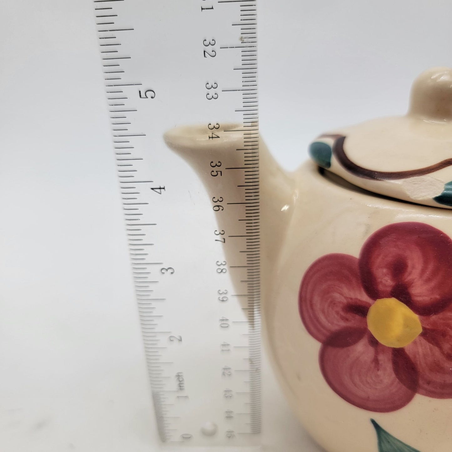 Vintage 1940s Purinton Pottery Teapot With Hand-Painted Floral Design