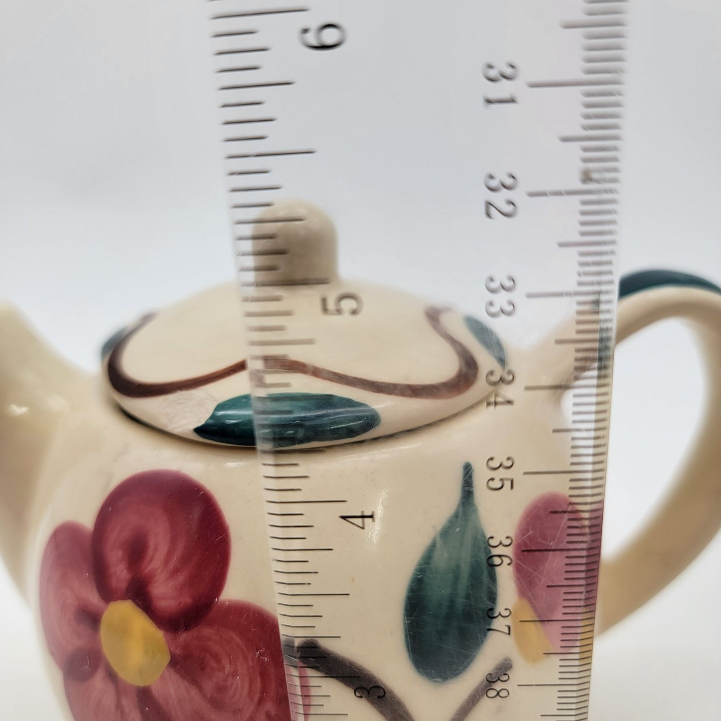 Vintage 1940s Purinton Pottery Teapot With Hand-Painted Floral Design