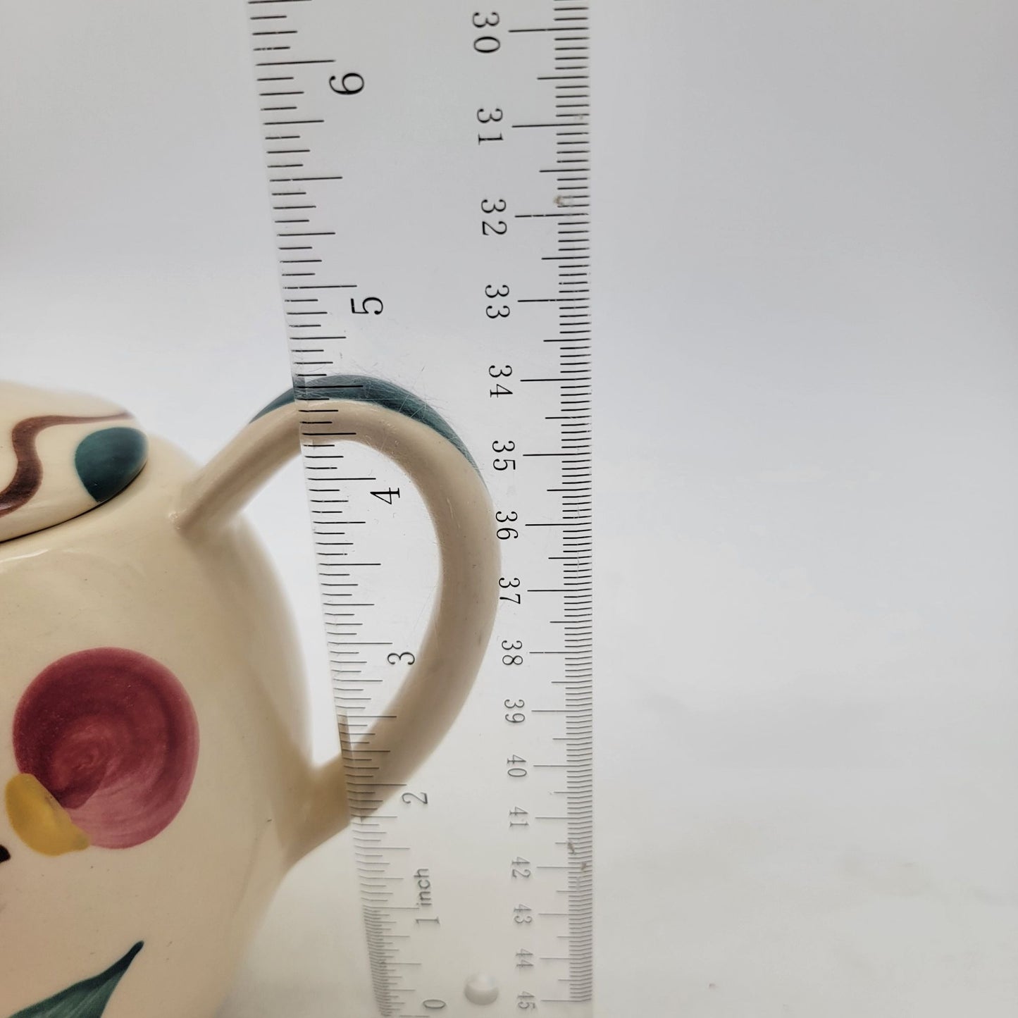 Vintage 1940s Purinton Pottery Teapot With Hand-Painted Floral Design