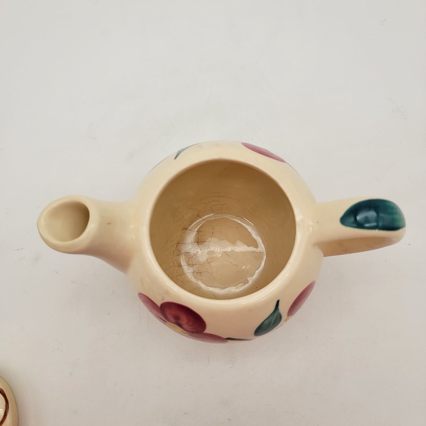 Vintage 1940s Purinton Pottery Teapot With Hand-Painted Floral Design