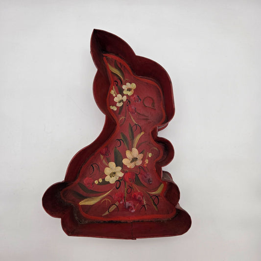 Vintage 1978 Signed Tole Painted Bunny Rabbit Cake Pan Mold