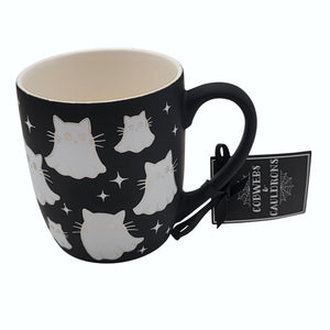 Cobwebs & Cauldrons Black Ghost Cat Mug