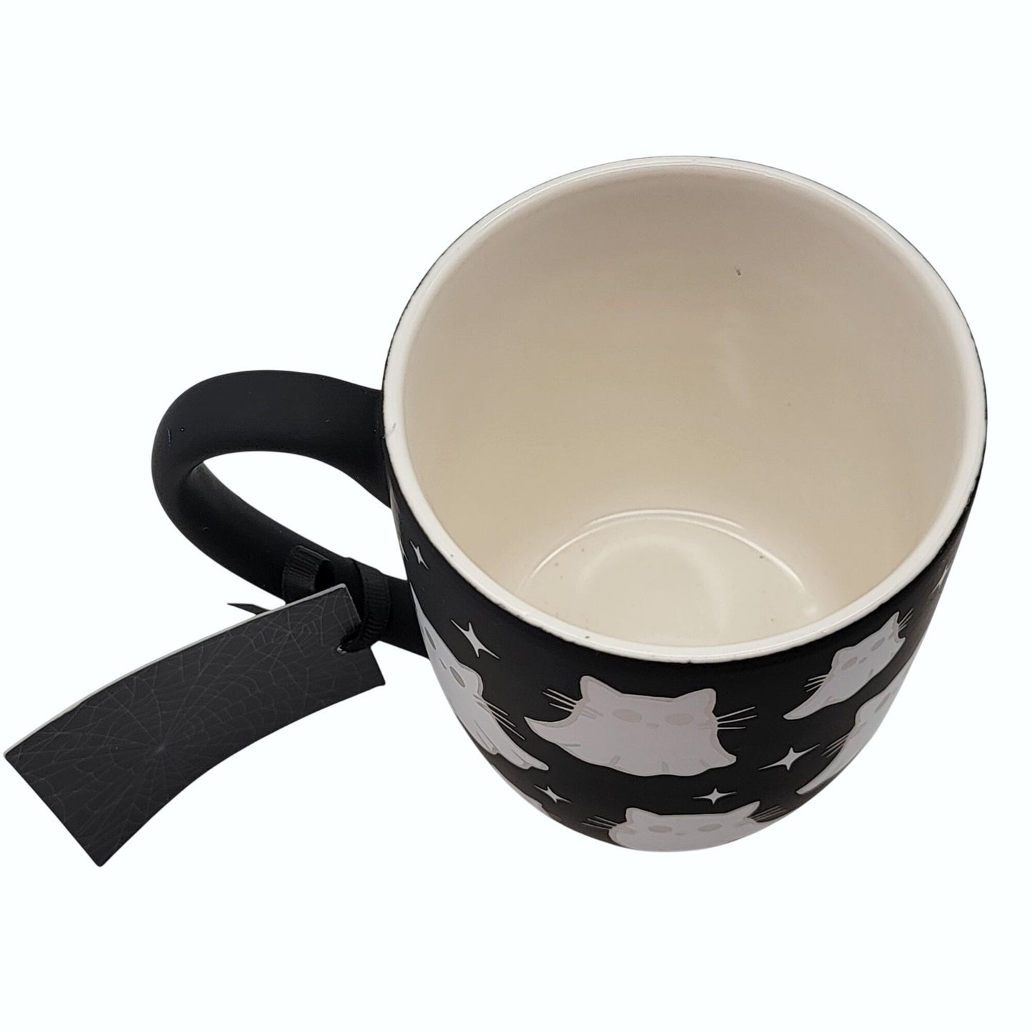 Cobwebs & Cauldrons Black Ghost Cat Mug