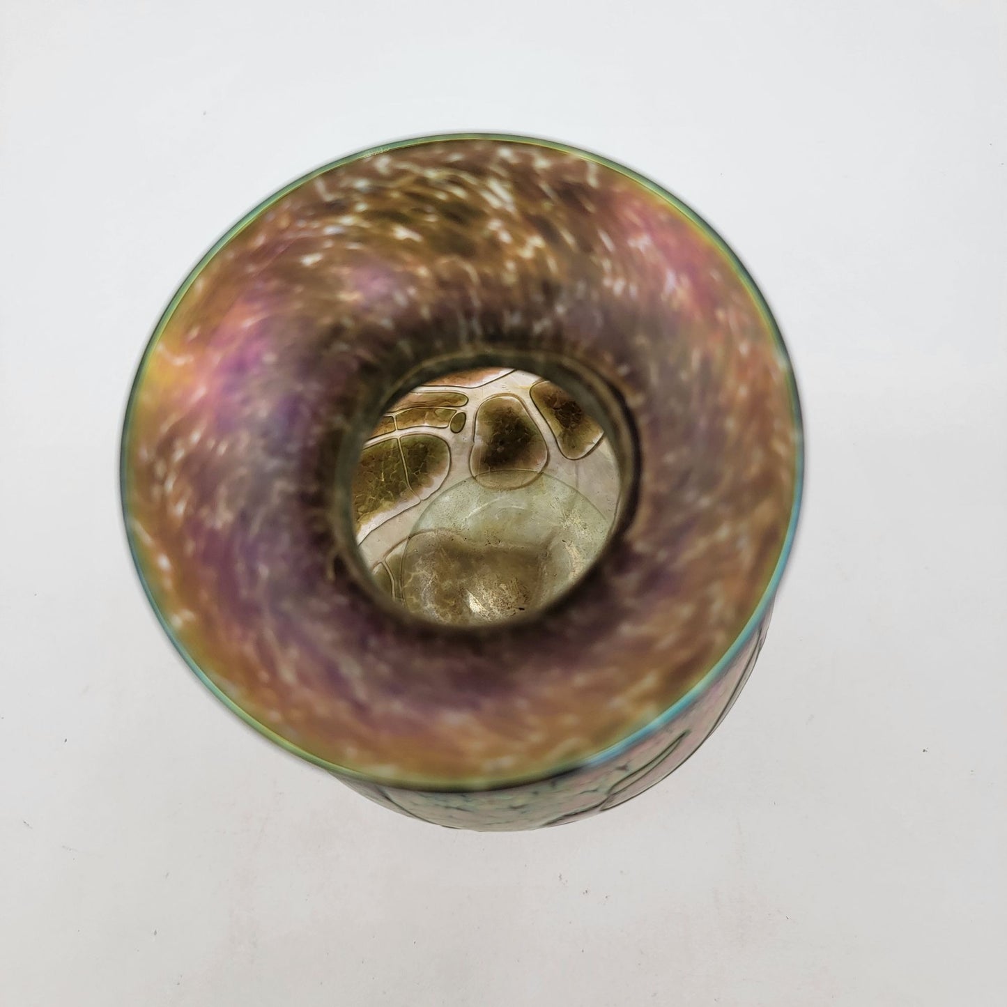 Signed Hand Blown Iridescent Art Glass Vase