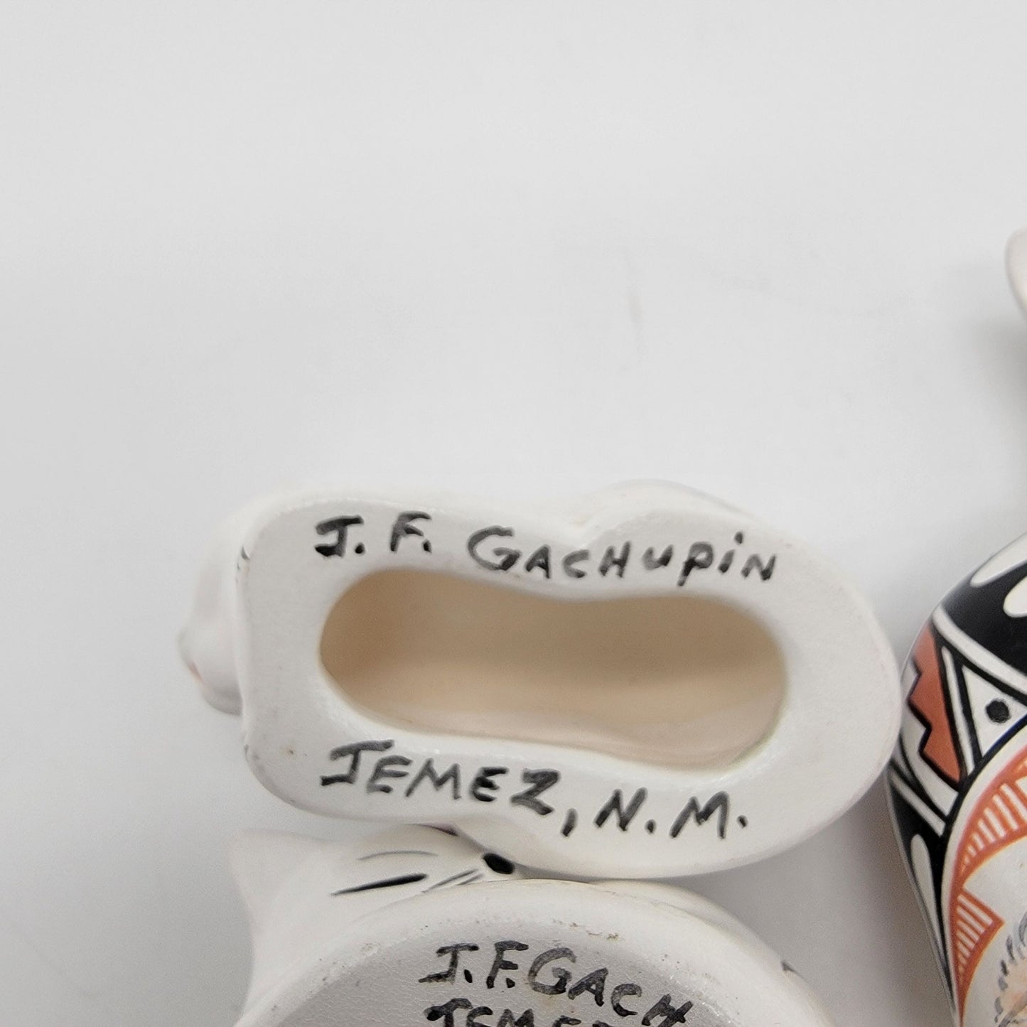 Set of 3 Vintage J.F. Gachupin Jemez Pueblo Art Pottery Miniature Cats