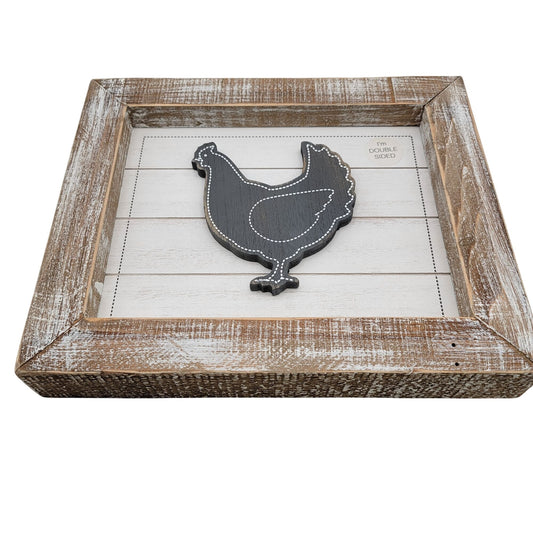 Double-Sided Rustic Chicken & Eggs Wall Art
