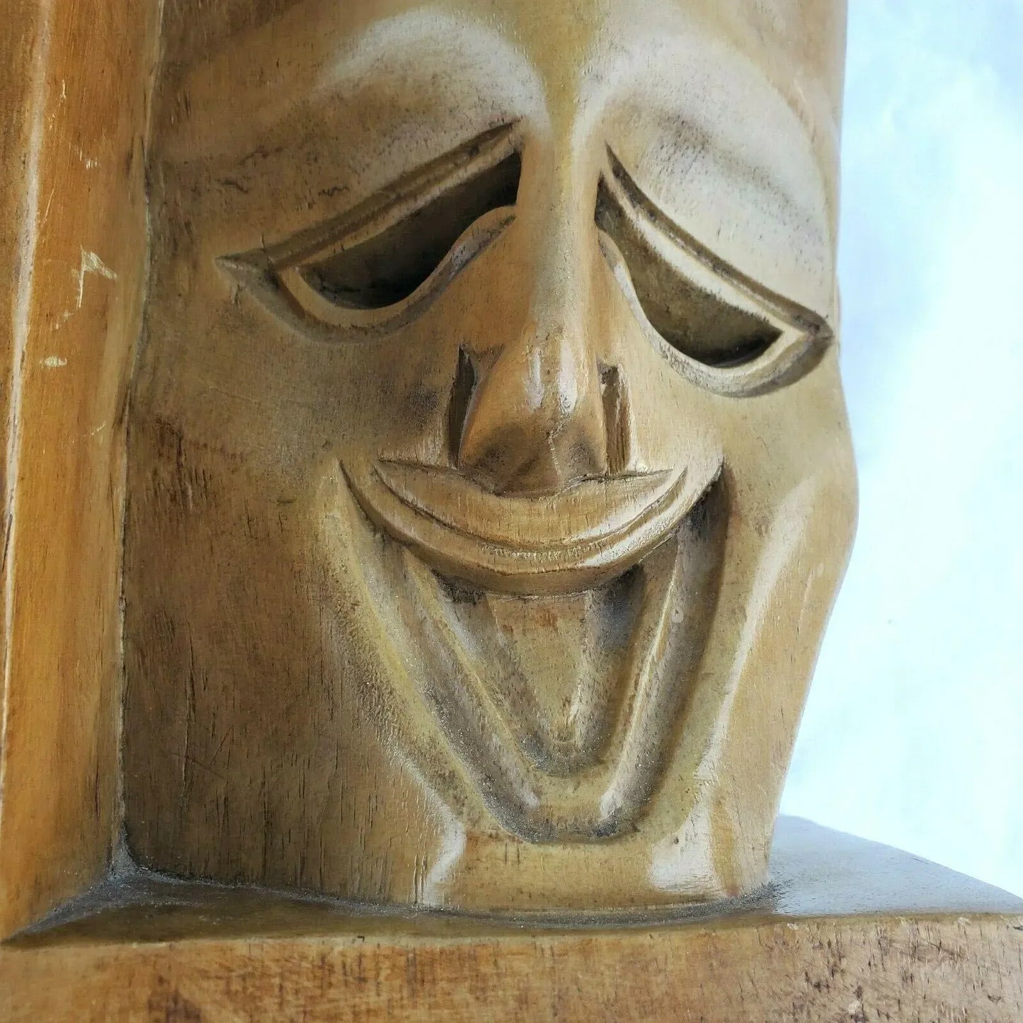 Mid Century Bookends Theater Comedy Tragedy Teak Wood