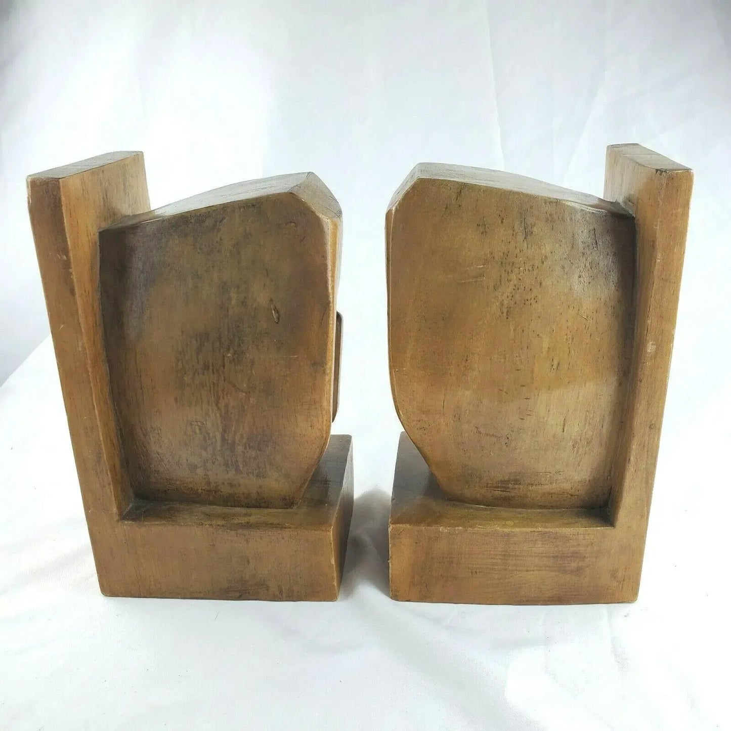 Mid Century Bookends Theater Comedy Tragedy Teak Wood