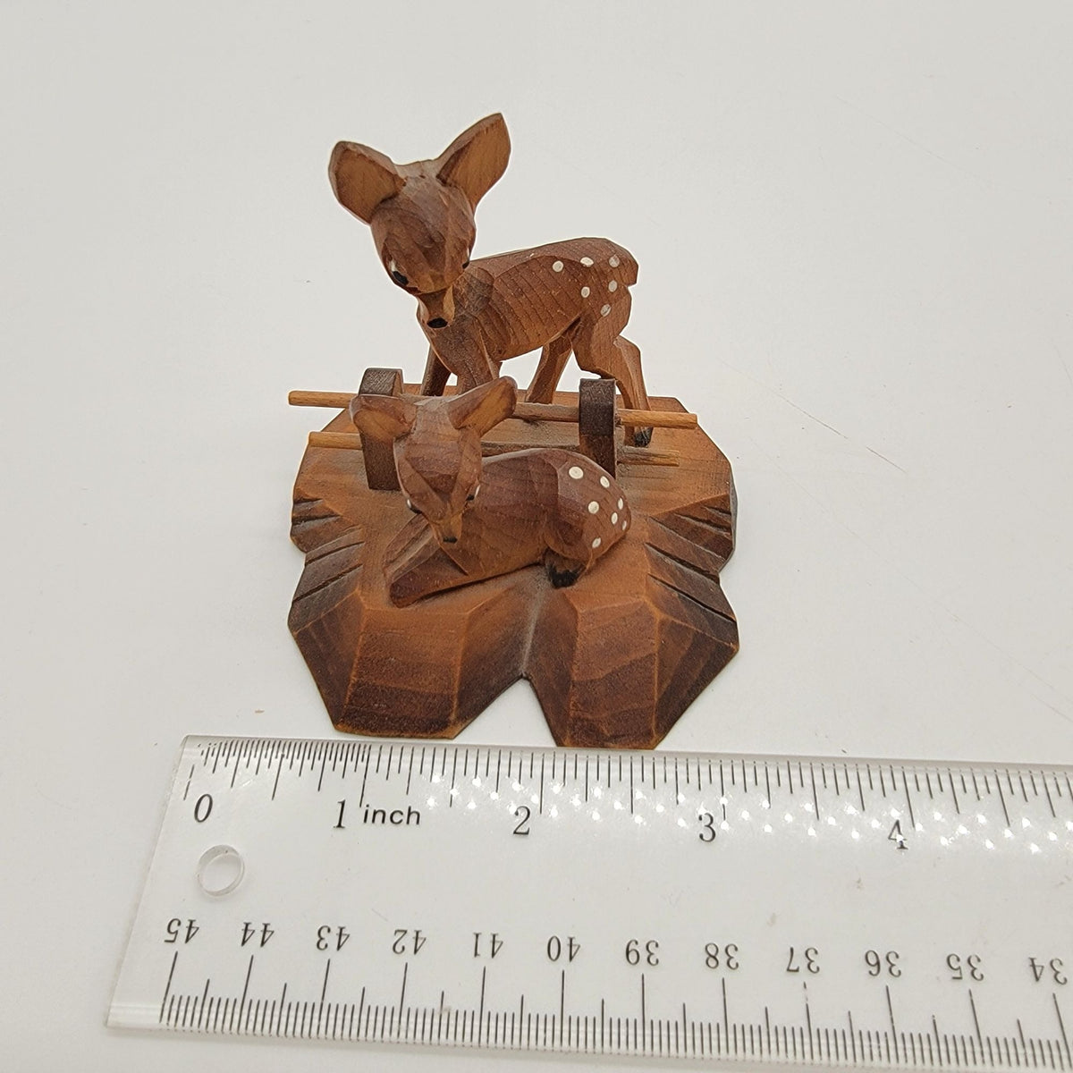 Vintage German Carved Wood Deer Fawn Figurine