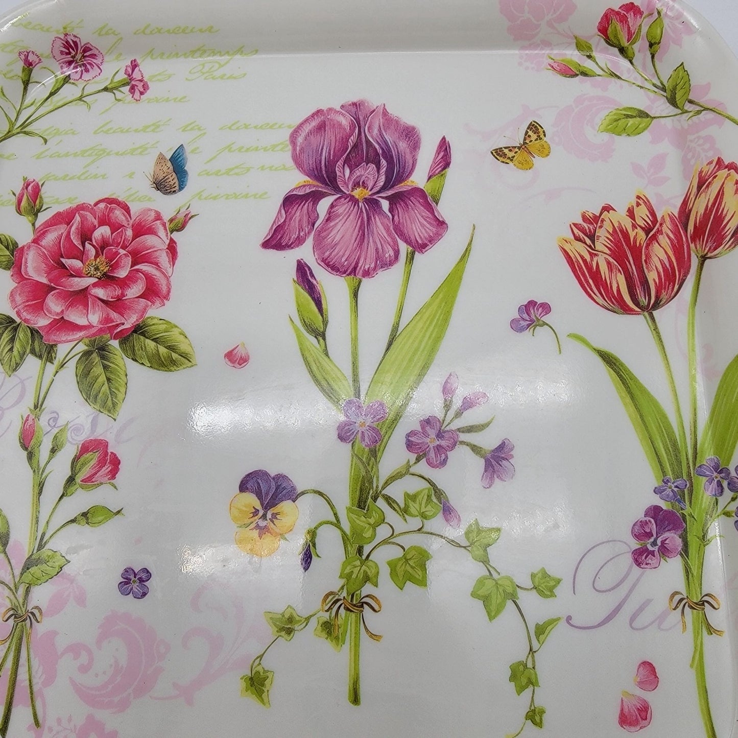 Home Essentials Melamine Serving Tray Flowers