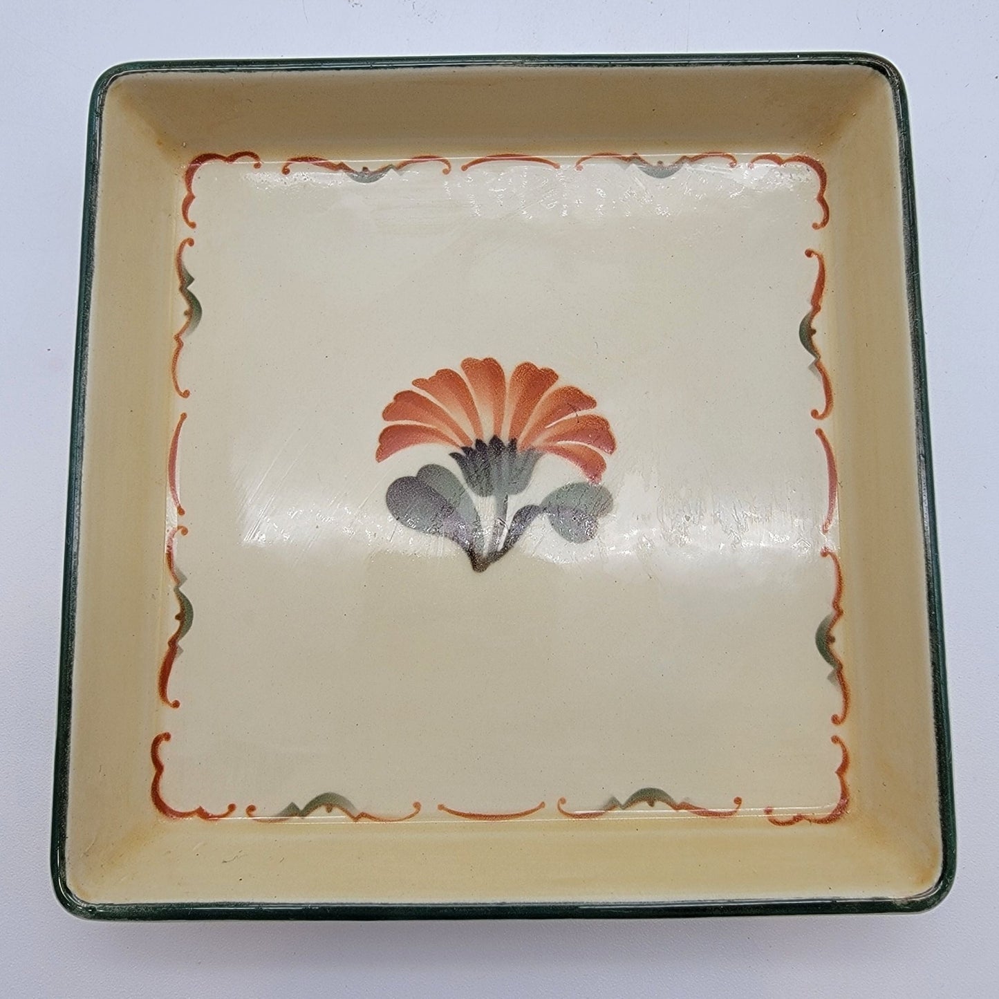 Mid-Century Aluminia Faience Square Dish Morganfrue by Nils Thorsson