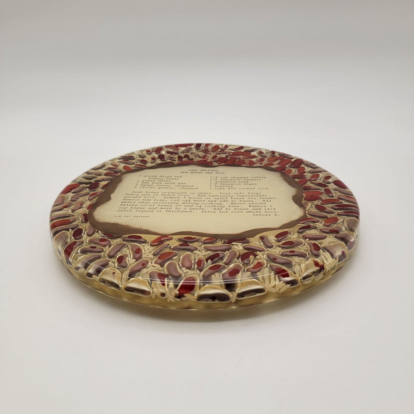 Vintage New Orleans Red Beans & Rice Recipe Lucite Trivet