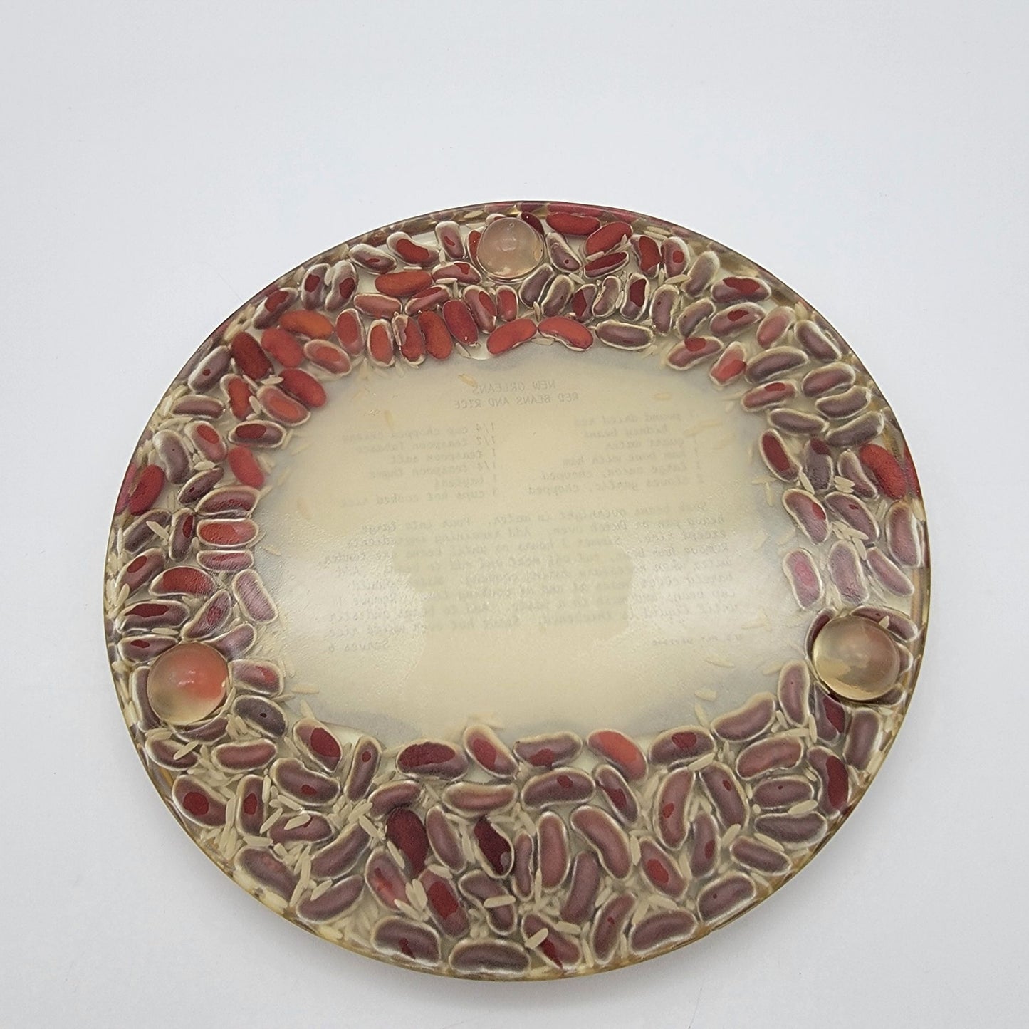 Vintage New Orleans Red Beans & Rice Recipe Lucite Trivet