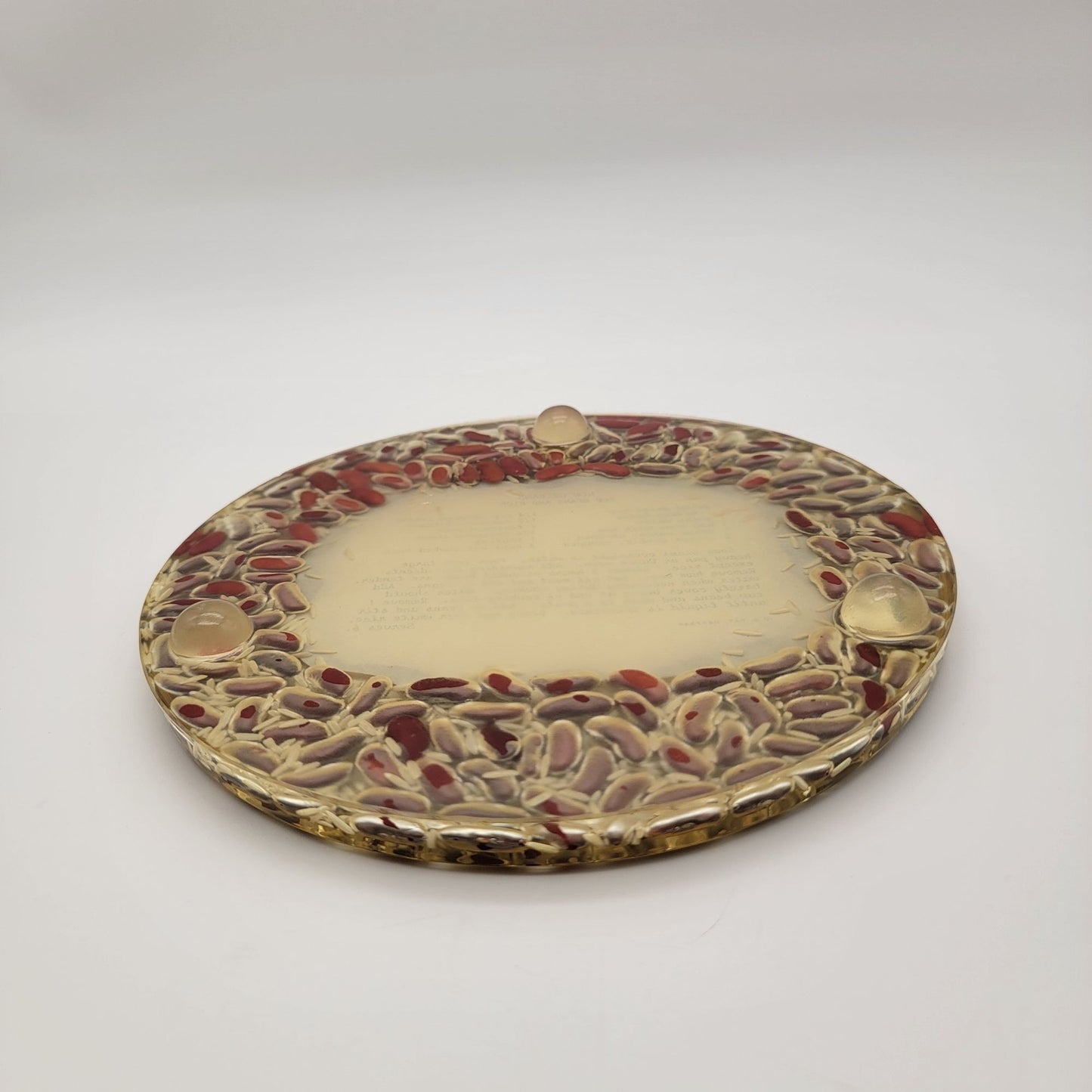 Vintage New Orleans Red Beans & Rice Recipe Lucite Trivet