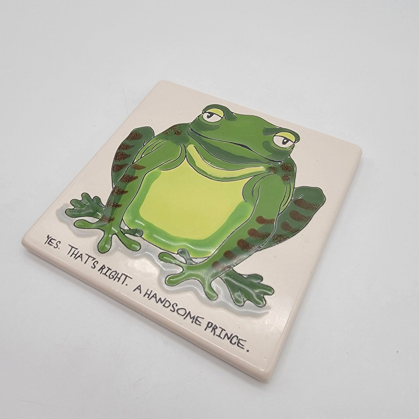 1997 Smile Tiles Hand Painted Frog Tile Trivet