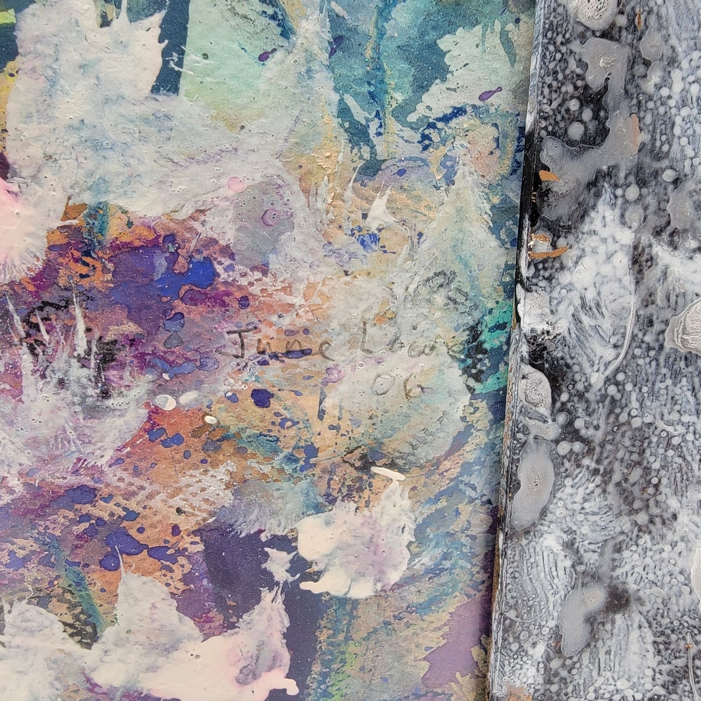 Garden of Wildflowers Painting Floral Scene Signed June Lowe 2006 With Painted Frame