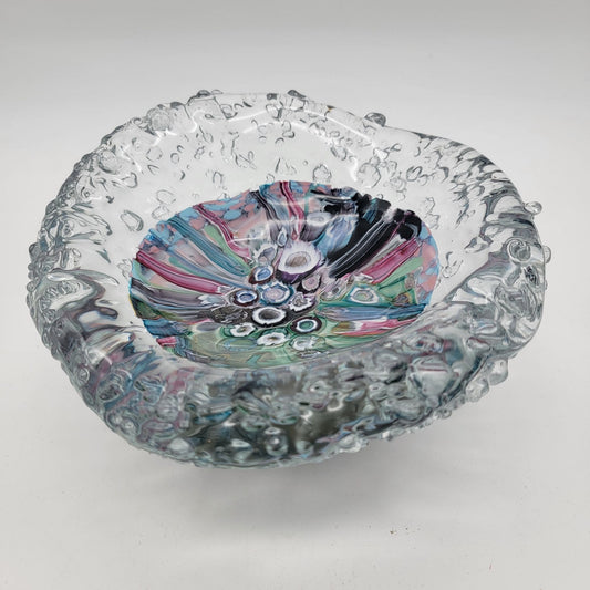 1993 Signed Peter Patterson Millefiori Art Glass Bowl Ice Glass Sculpture