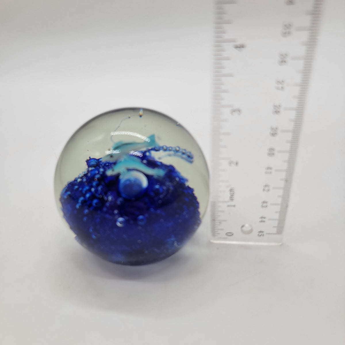 Vintage Dolphins Blown Glass Paperweight