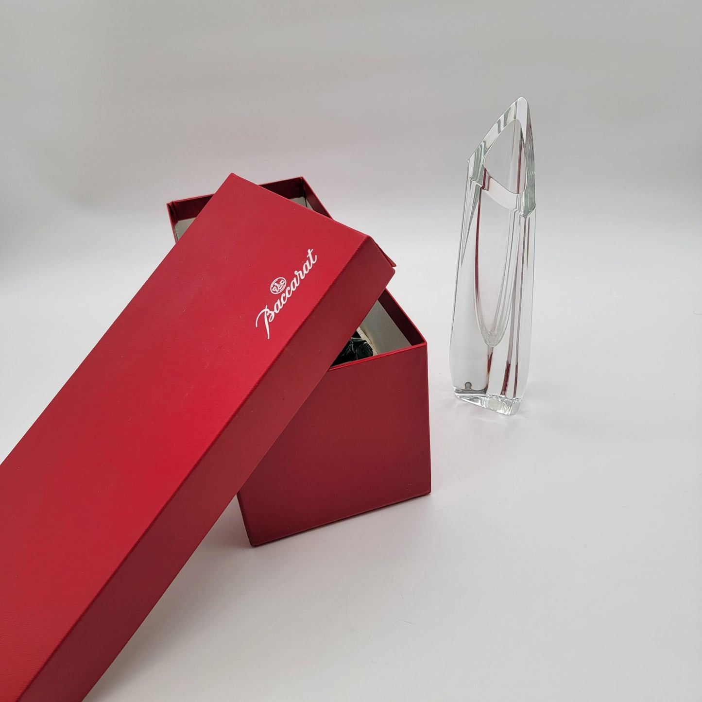 Baccarat Vintage Crystal Rose Pattern Bud Vase With Original Red Box