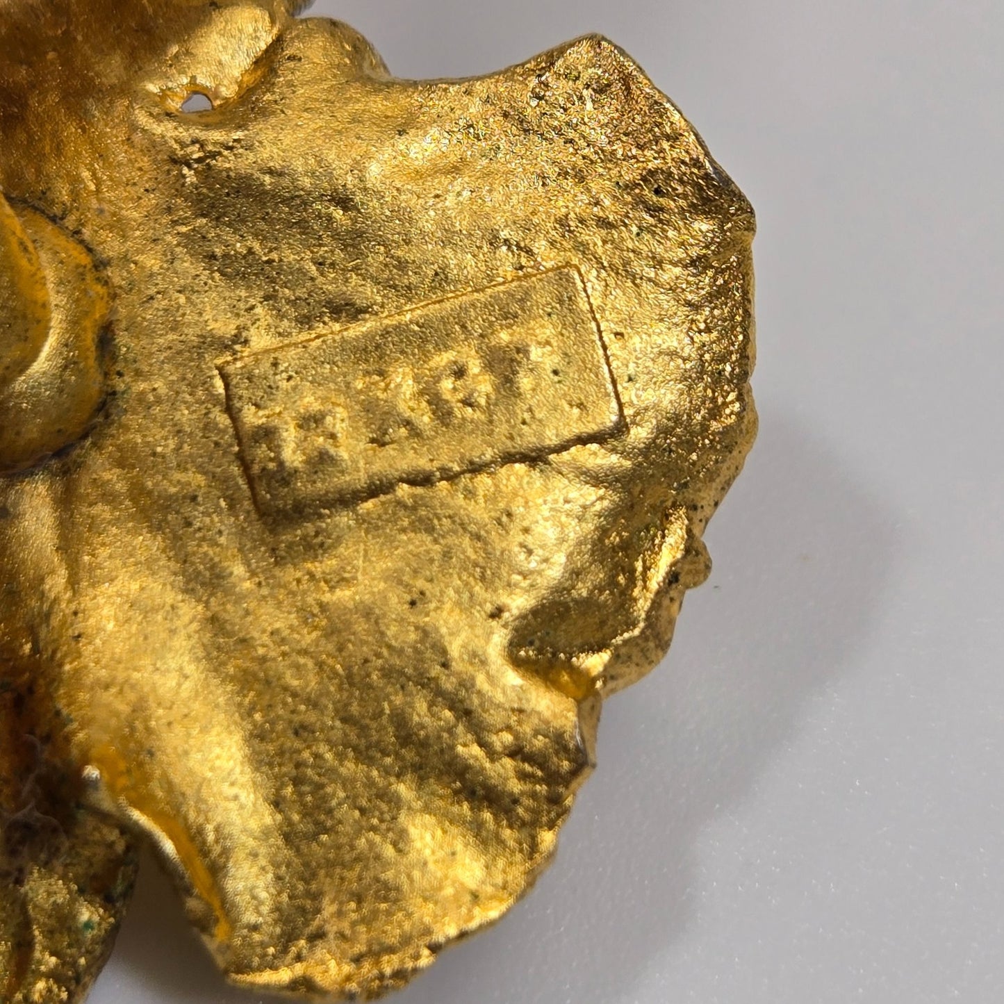 Vintage 1980s 22K Gold-Plated Orchid Brooch Signed