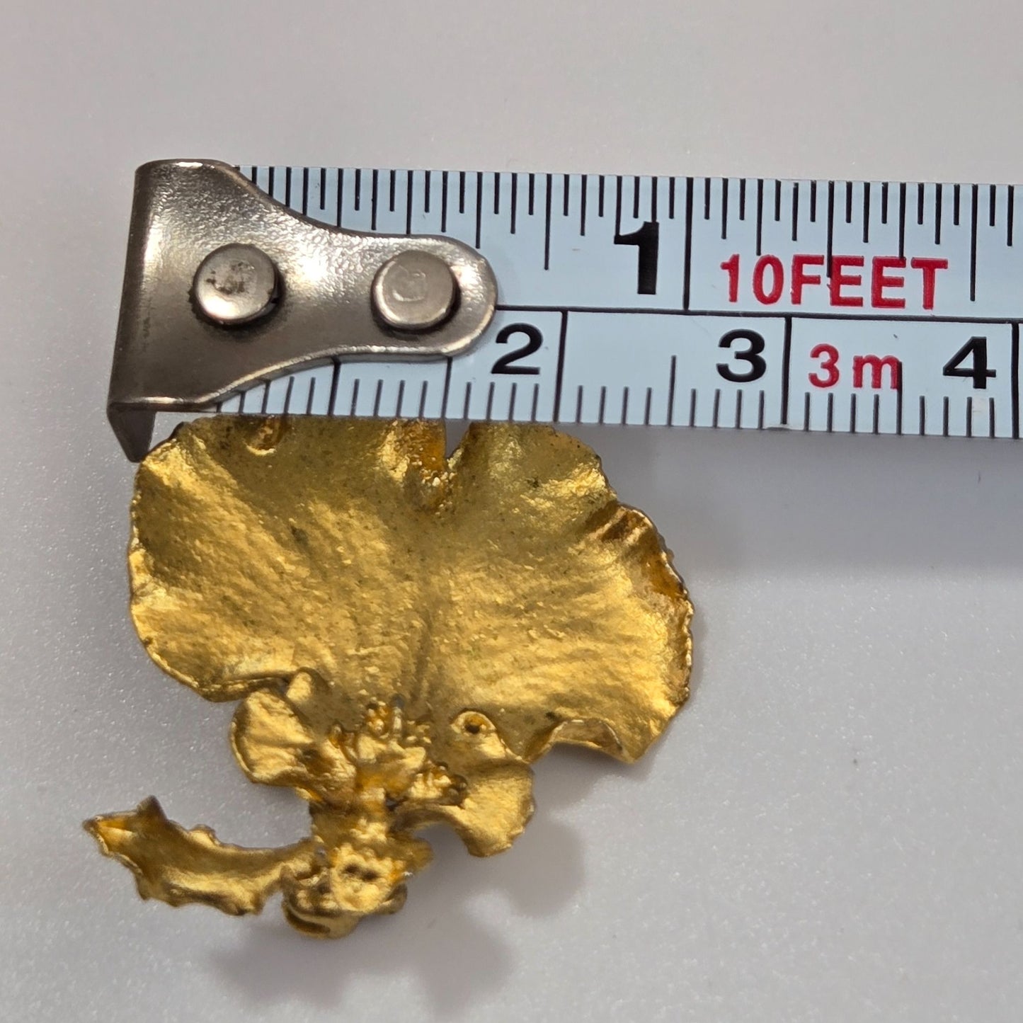 Vintage 1980s 22K Gold-Plated Orchid Brooch Signed