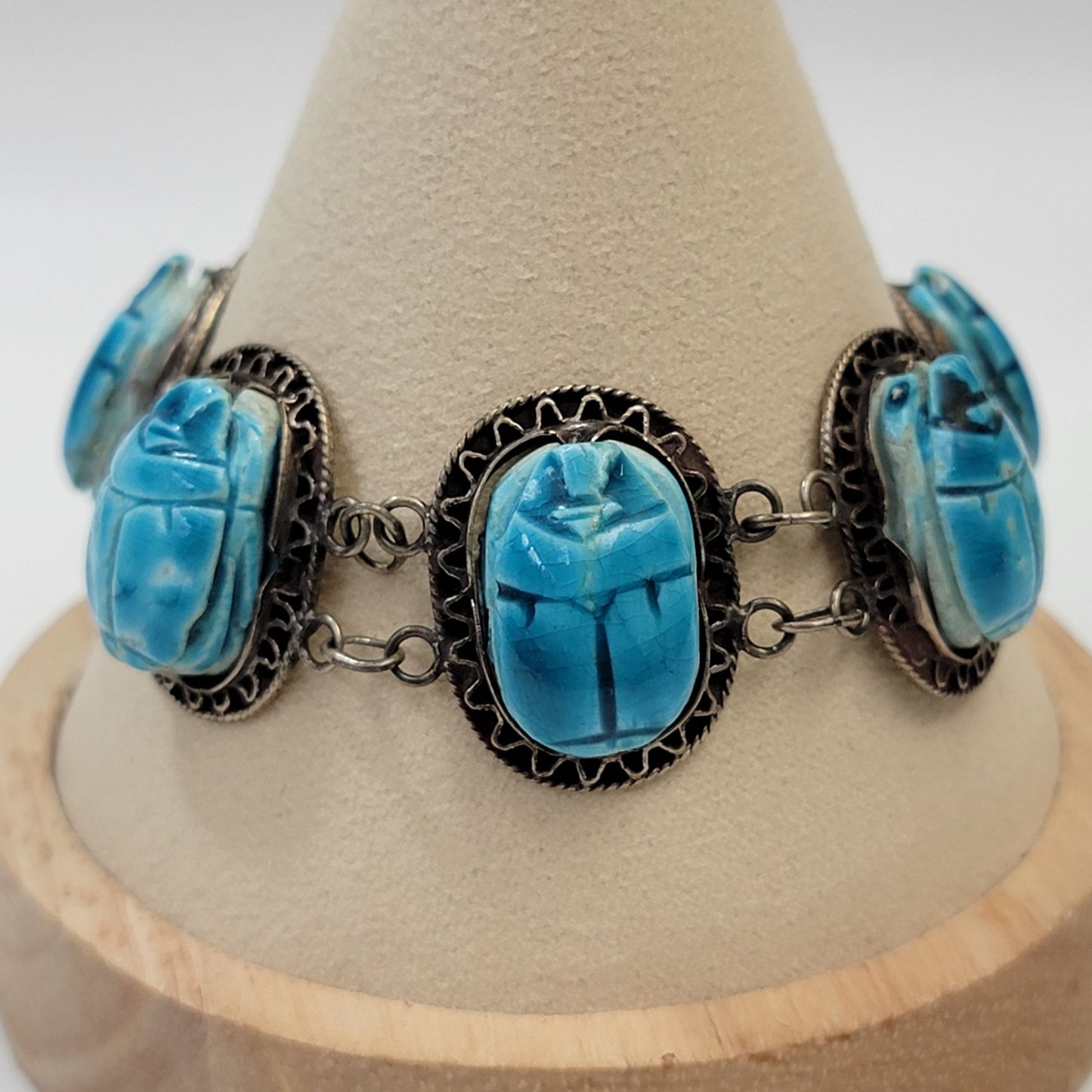 Antique 1920s Egyptian Revival Scarab Bracelet