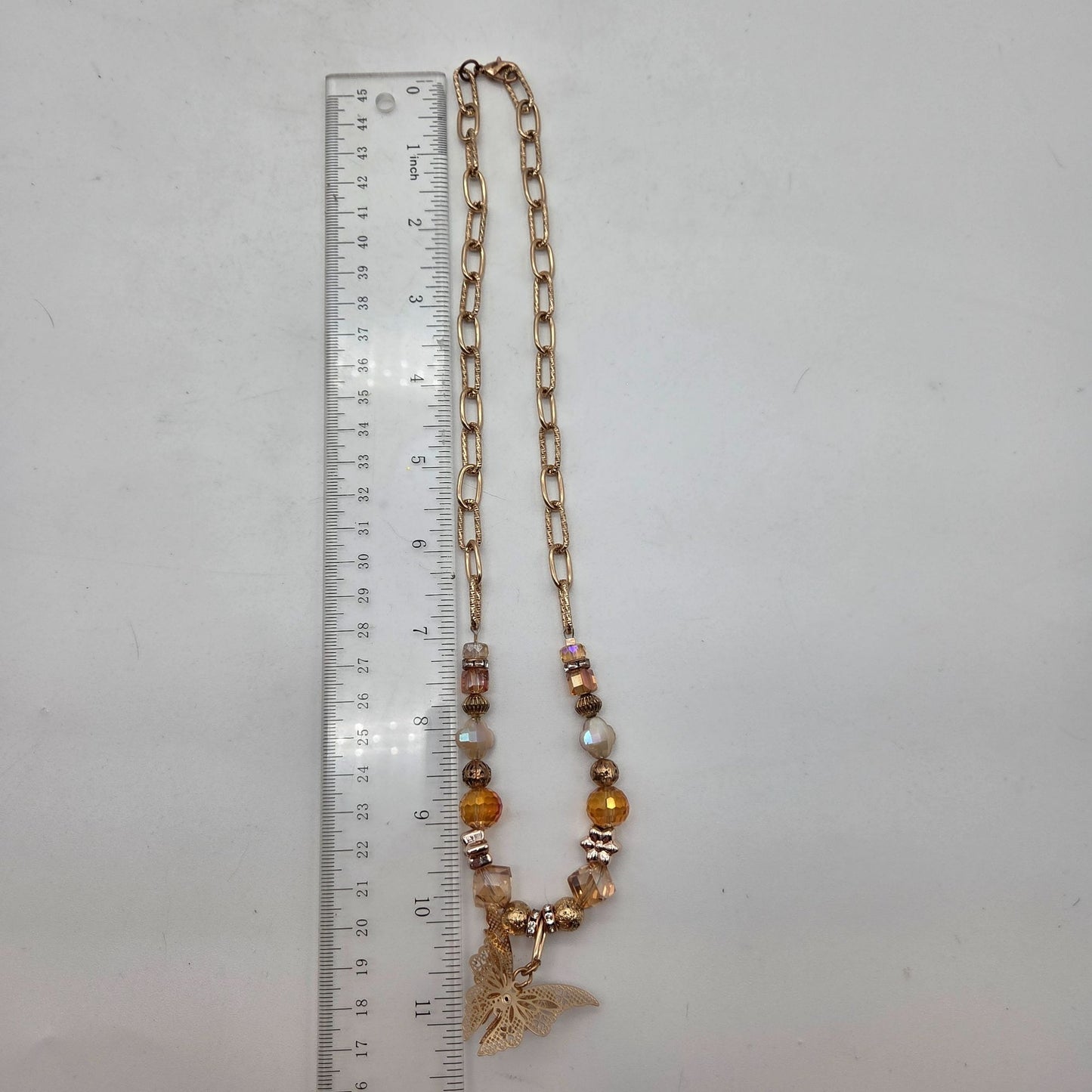 OOAK Handmade Gold-Tone Butterfly Pendant Necklace