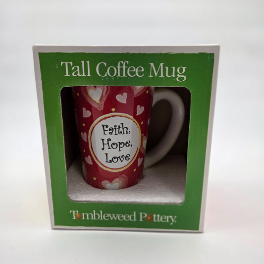 Tumbleweed Pottery Faith Hope Love Mug NEW