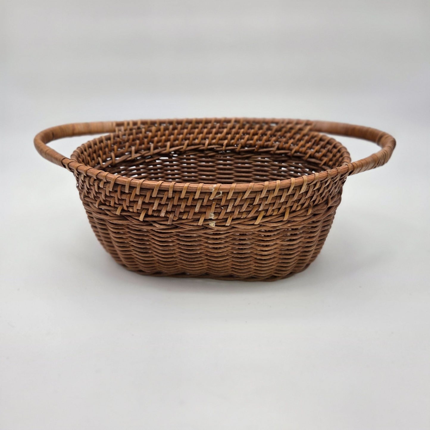 Vintage Wicker Gathering Basket With Double Handles