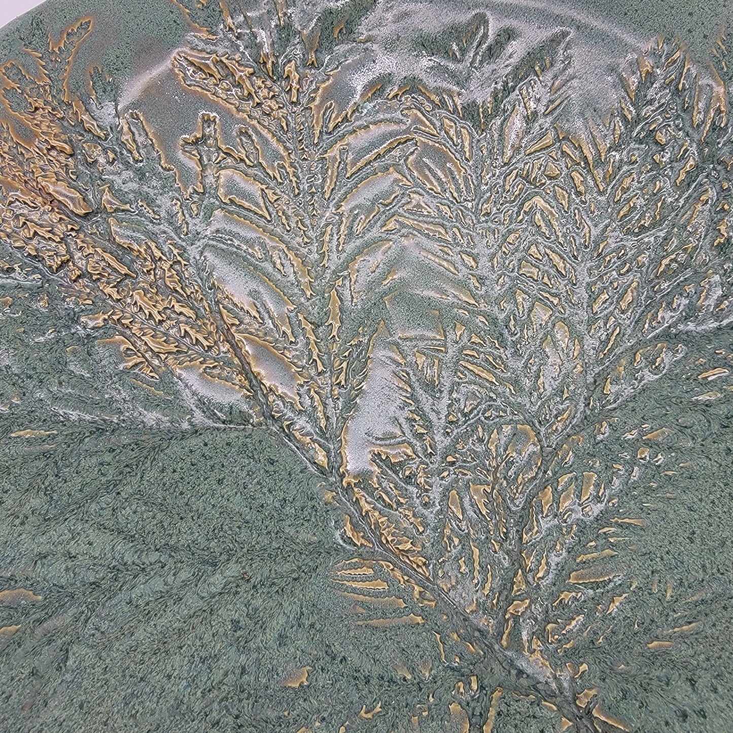 Signed Art Pottery Centerpiece Dish With Fern Imprint