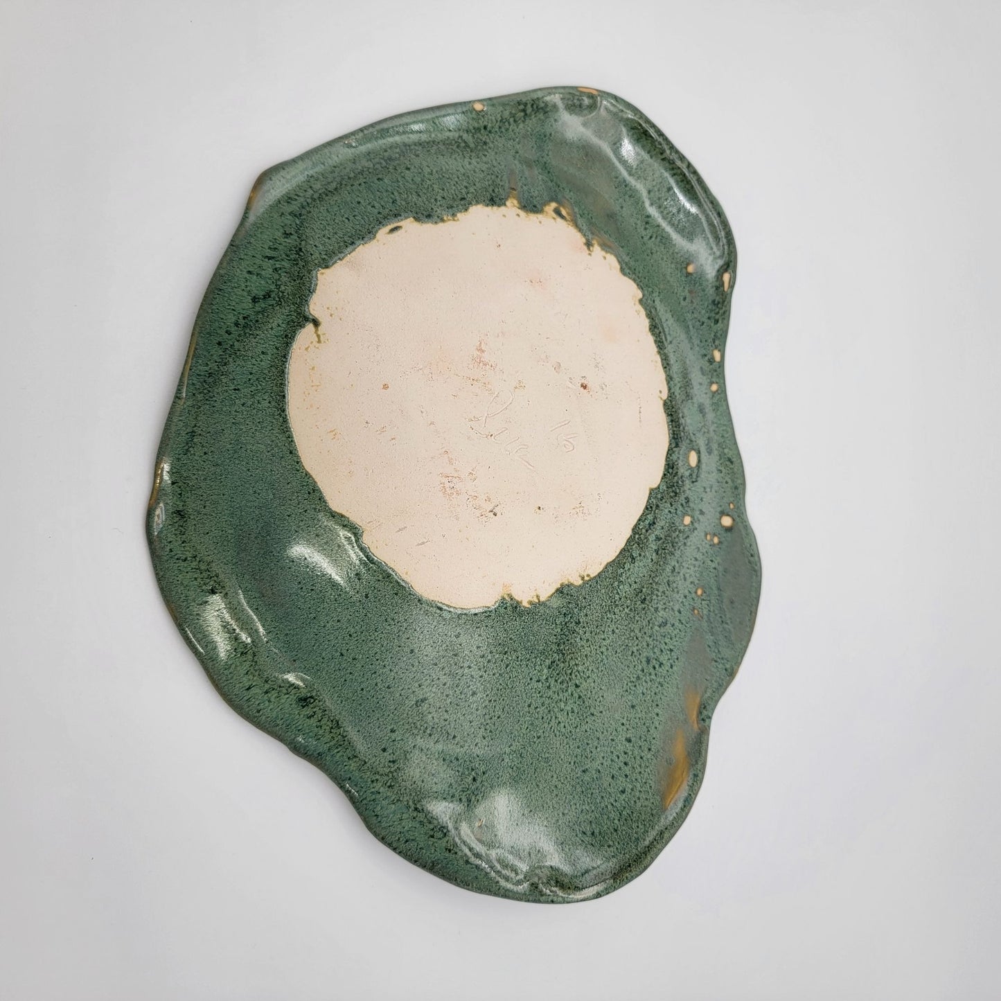 Signed Art Pottery Centerpiece Dish With Fern Imprint