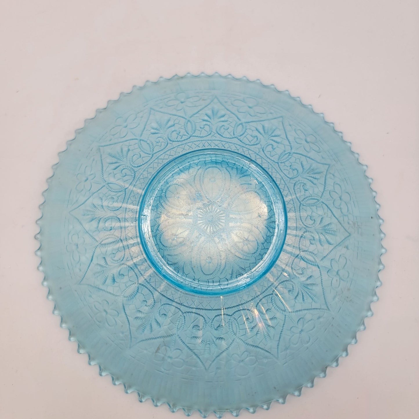 Northwood Hearts and Flowers Blue Carnival Glass Plate
