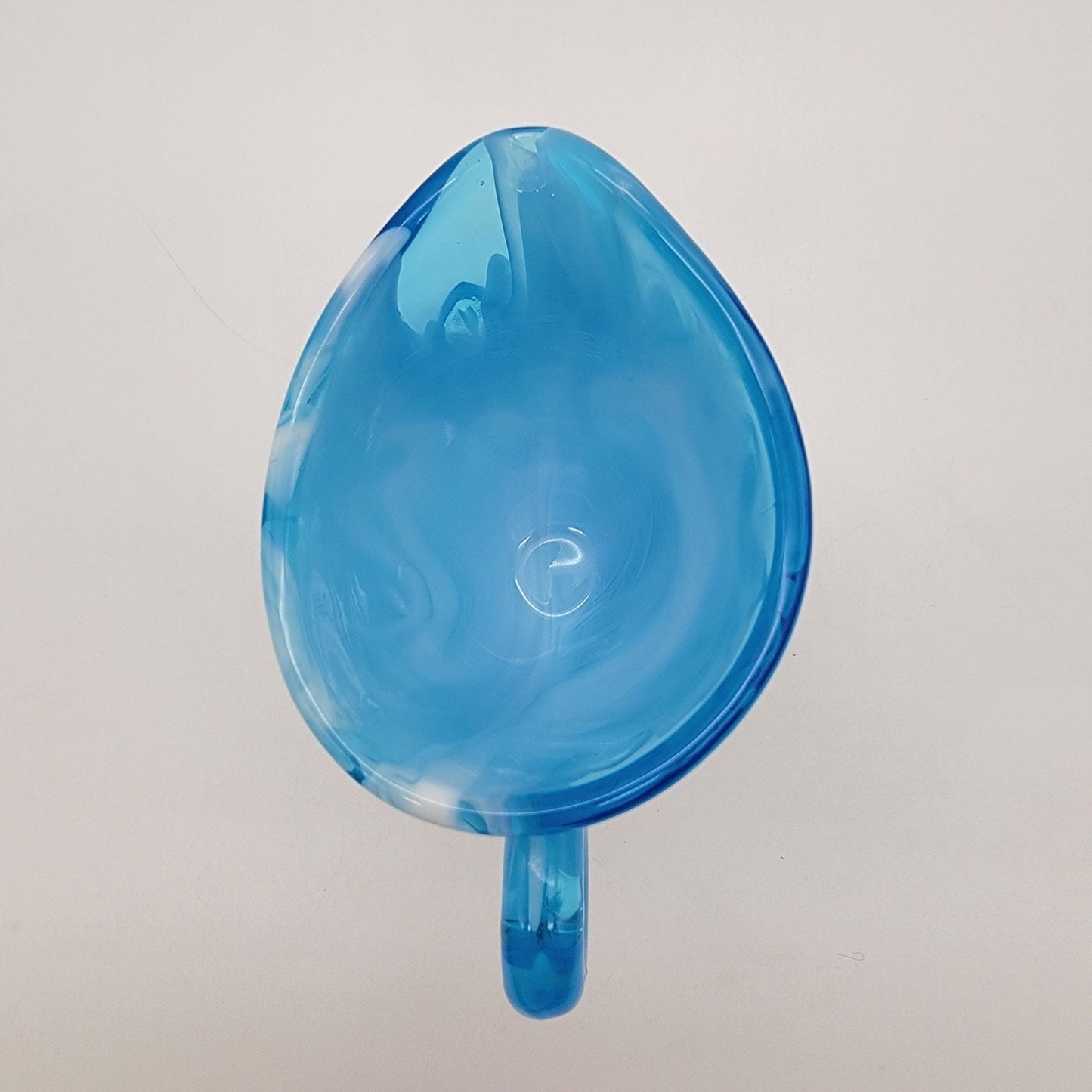 Antique Blue Opalescent Slag Glass Footed Creamer Leaf Tiers