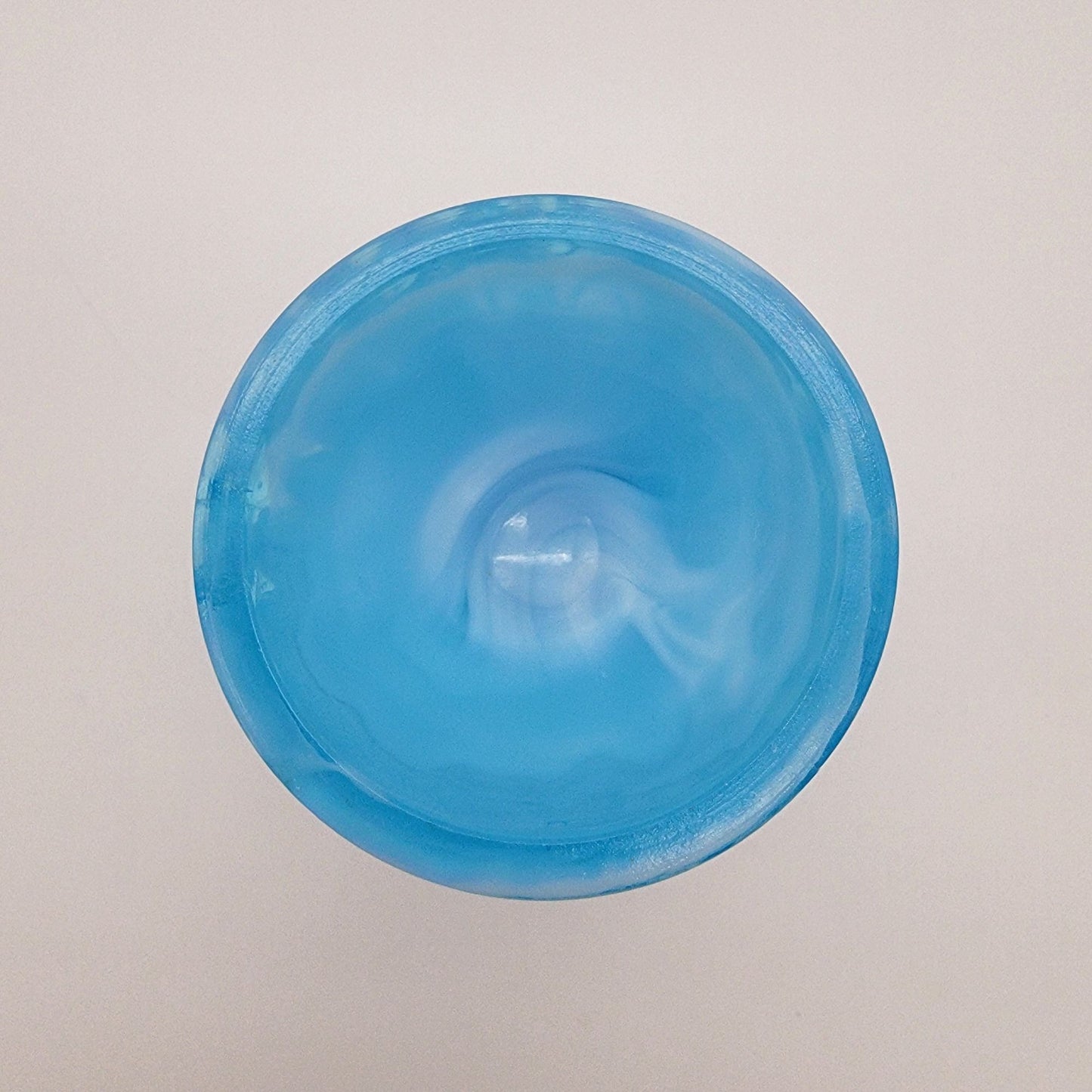 Antique Blue Opalescent Slag Glass Footed Creamer Leaf Tiers