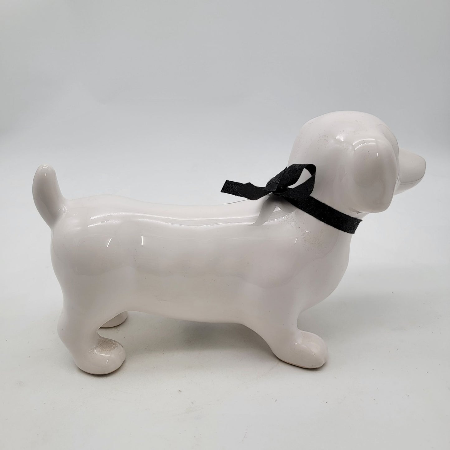Large White Dachshund Dog Figure
