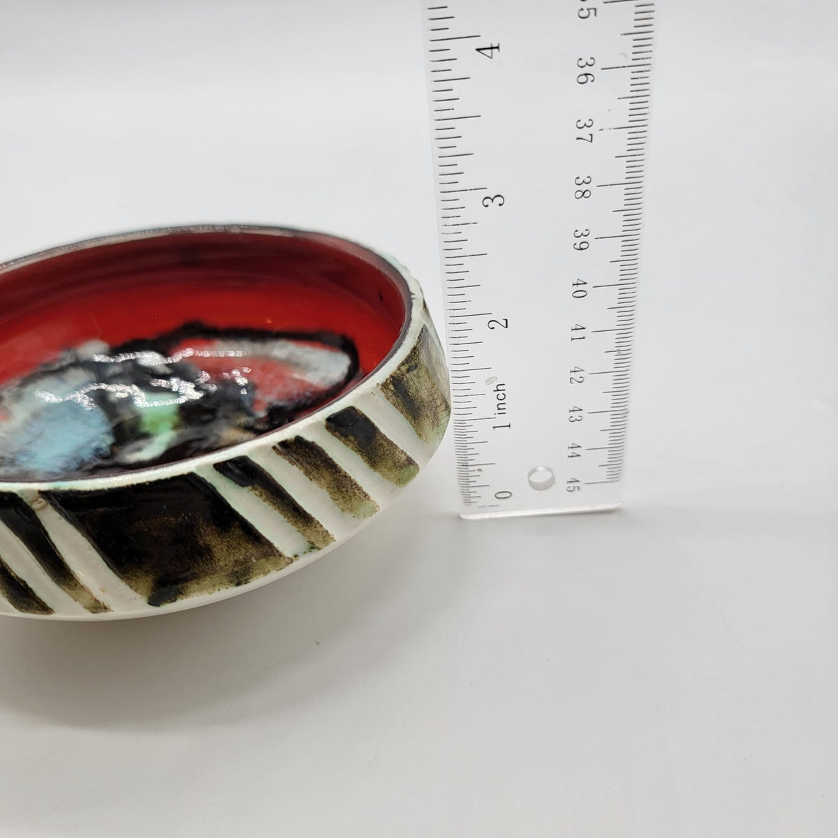1970s Poole Pottery Delphis Bowl Red & Abstract England