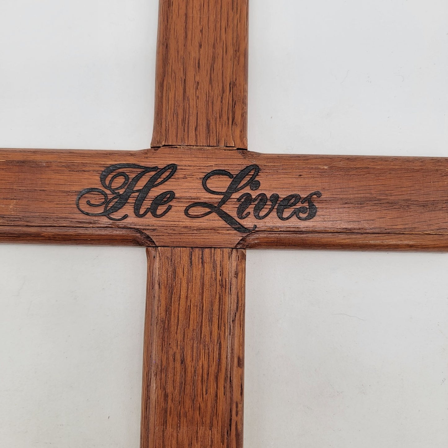 Wooden Wall Cross "He Lives" Wall Hanging