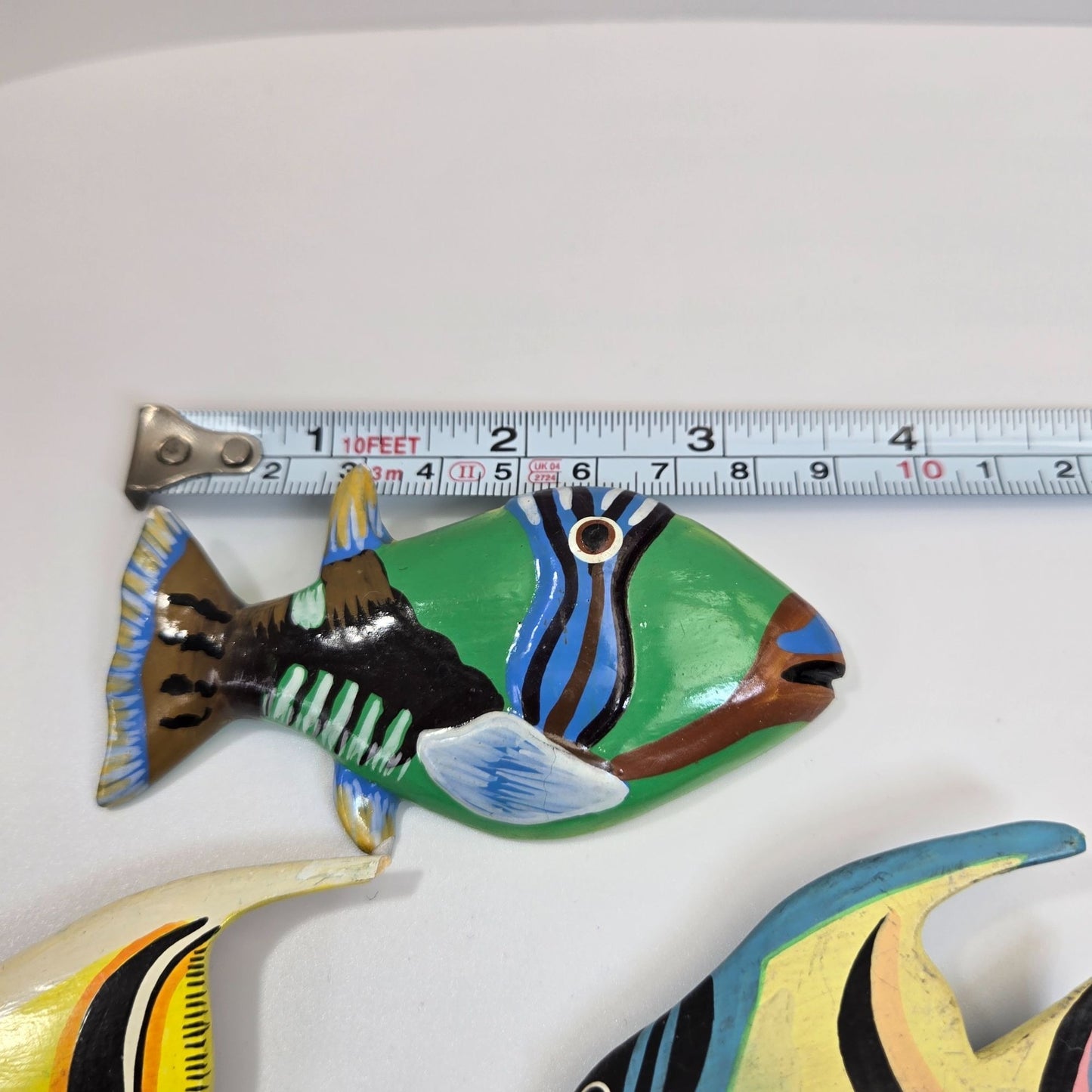 Set Of 4 Vintage Hand-Painted Mori Wood Fish Brooches